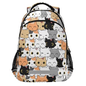 FEIFEIYU cute cat backpack, reflective strip waterproof schoolbag
